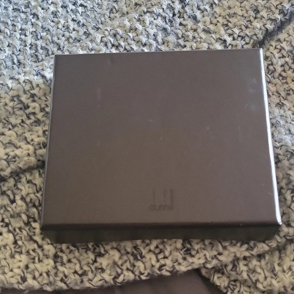 Mens Dunhill Black Leather Cowhide Coin  Wallet 2 Slots Credit Card Boxed
